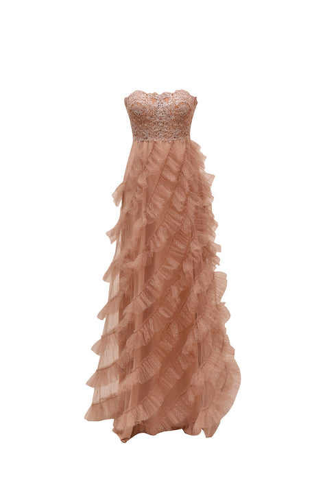 BRA FORM DRESS WITH CROSS FLOUNCE SKIRT - Barrus London